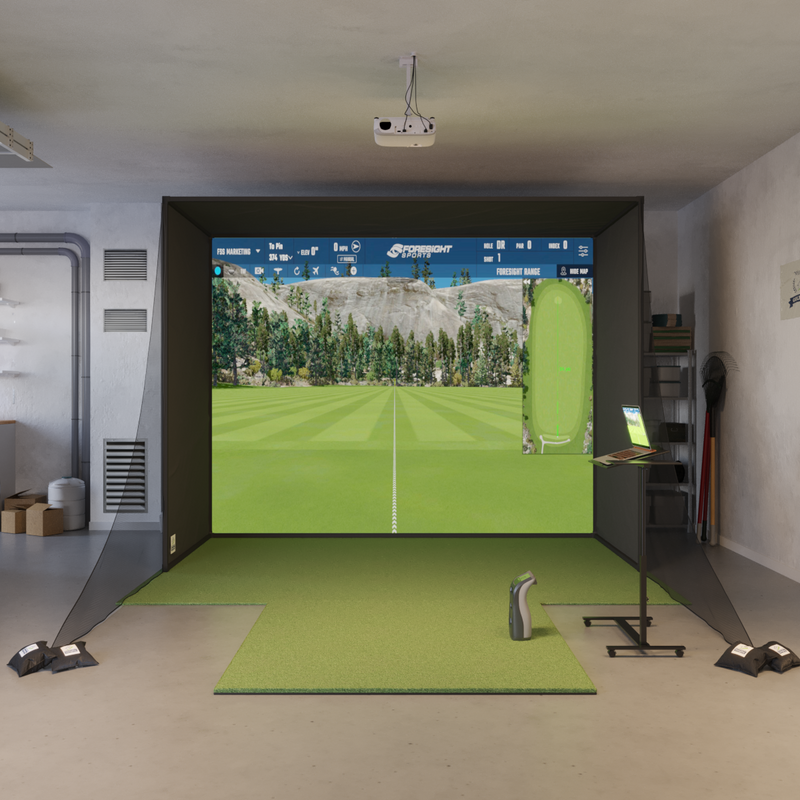 Foresight GC3 SwingBay Golf Simulator Package, in a SwingBay enclosure, projector setup